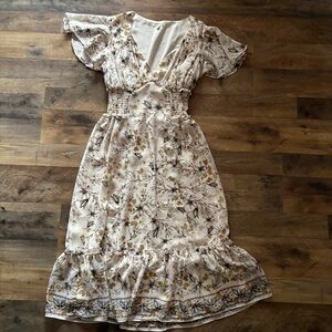 Max Studio Cream Floral Midi Dress